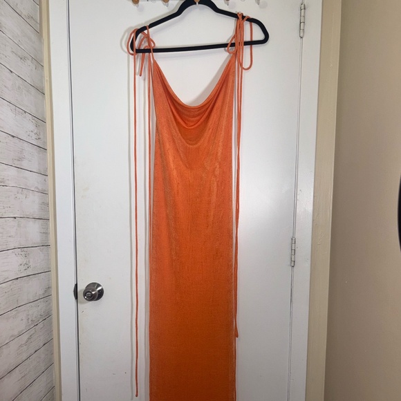 Melani The Label, Orange Cowl Neck Tie Strap, Maxi Dress - Picture 1 of 4